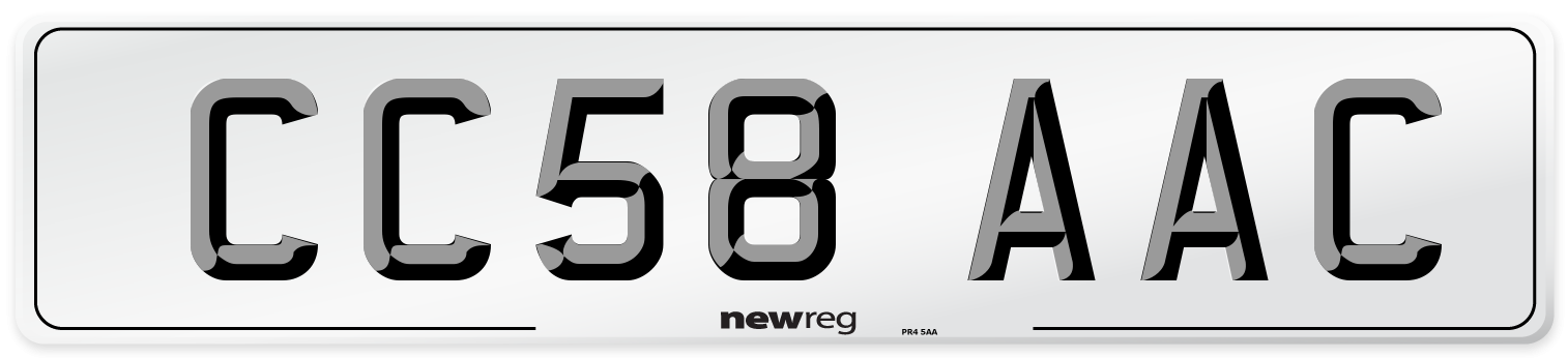 CC58 AAC Number Plate from New Reg